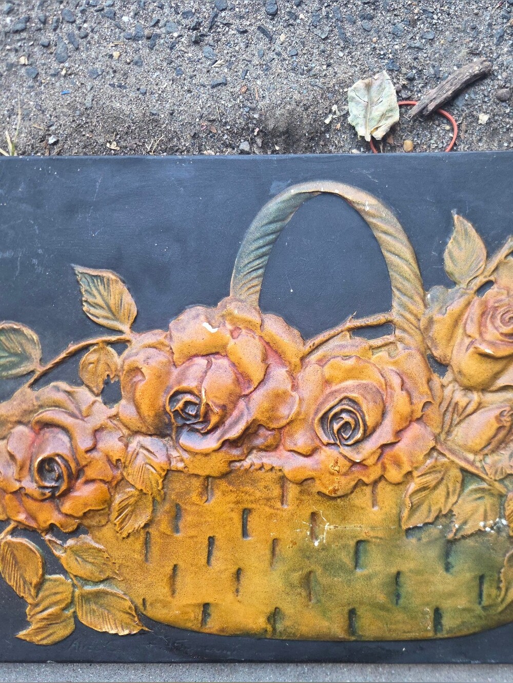 Vintage Alice Cranston Fenner Decorative Tile Wall Hanging Flowers 12" by 12